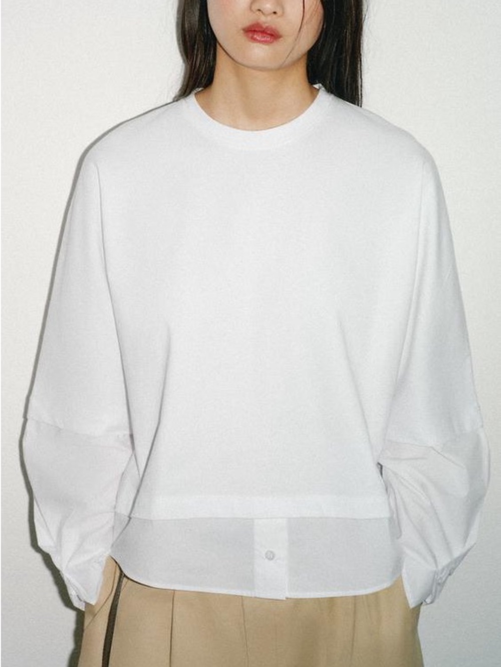 Zara combined poplin t-shirt